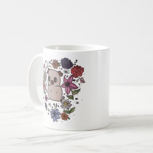 Tasse de carlin de fleur (Devant gauche)