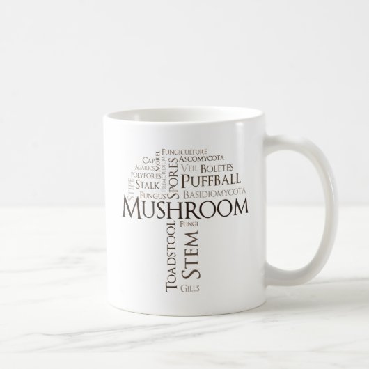 Tasse de champignon de mot (texte Brown) (Droite)