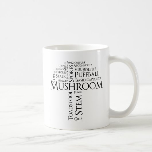 Tasse de champignon de mot (texte noir) (Droite)