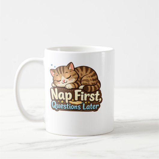 Tasse de chat endormi Questions d'abord, Nuitée en (Gauche)