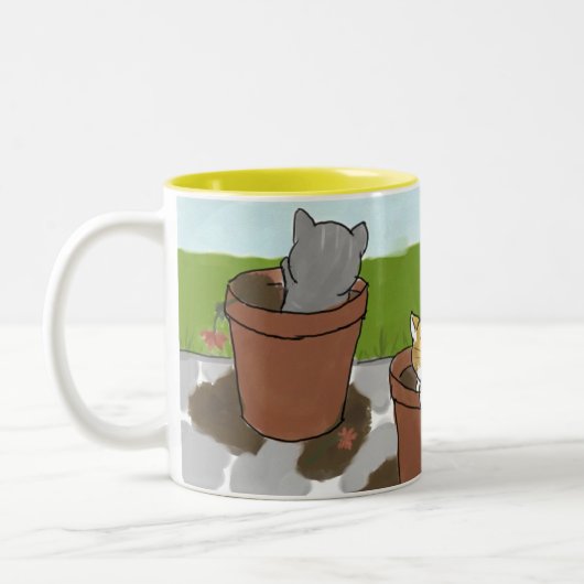 Tasse de chatons de pot de fleur (Gauche)