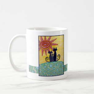 Tasse de chats de lever de soleil
