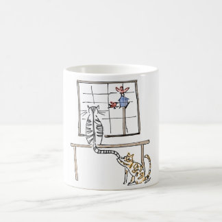 Tasse de chats d'observation d'oiseau