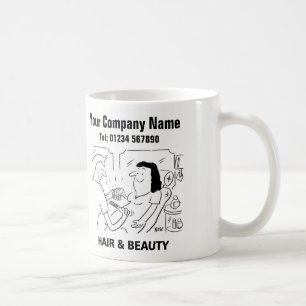 Tasse de cheveux et de bande dessinée de salon de