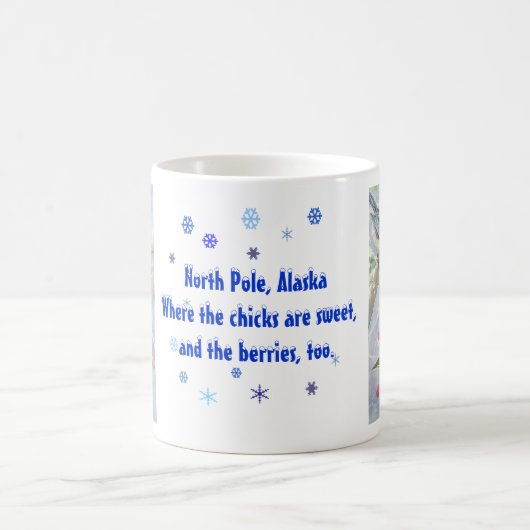 Tasse de Chickadee de Pôle Nord avec le texte (Centre)