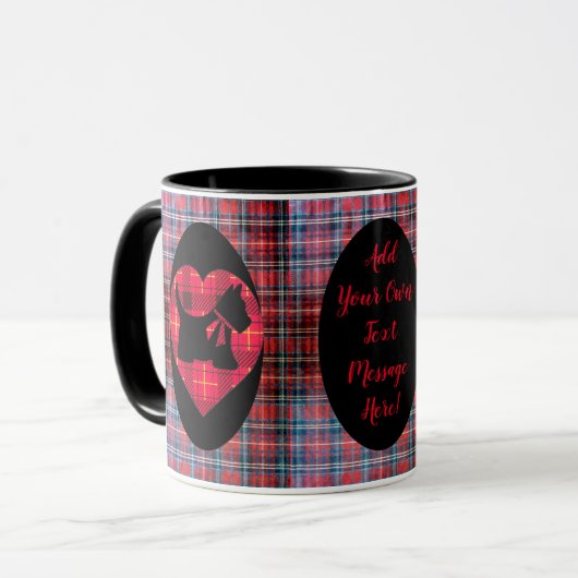Tasse de chien de Scotty de coeur de tartan (Devant gauche)