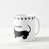 Tasse de chiot teckel silhouette noir et blanc (Devant droit)