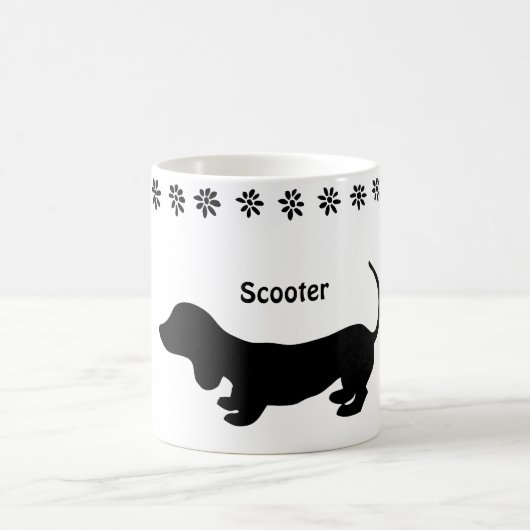 Tasse de chiot teckel silhouette noir et blanc (Centre)