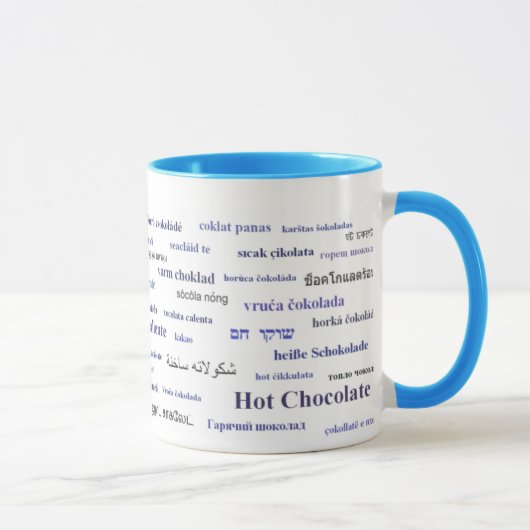 Tasse de chocolat chaud dans différentes langues (Droite)