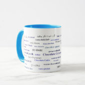 Tasse de chocolat chaud dans différentes langues (Devant gauche)
