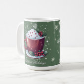 Tasse de chocolat chaud de Noël | Mug à café vert (Devant gauche)