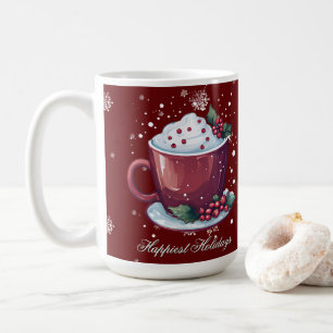 Tasse de chocolat chaud de Noël   Tasse à café rou