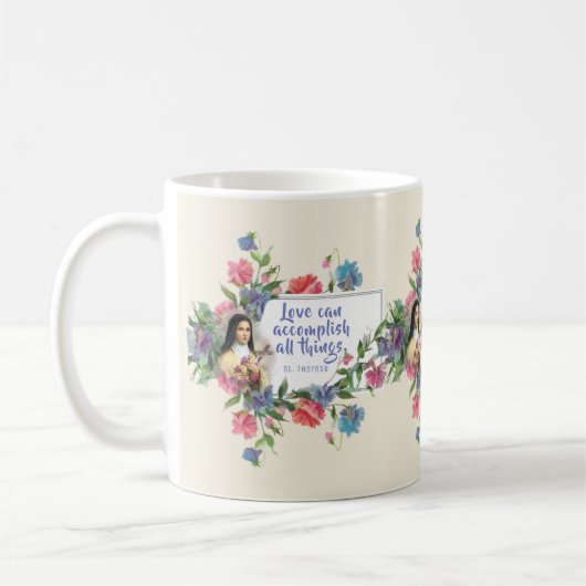 Tasse de citation d'amour de St Therese (Gauche)