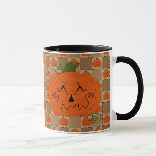 Tasse de citrouille de patchwork de Halloween (Droite)