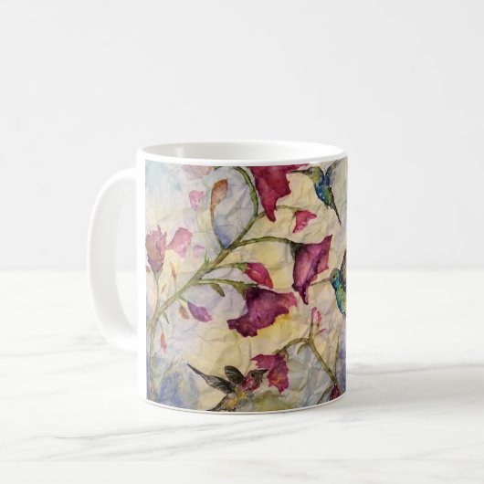 Tasse de classique d'art d'aquarelle de colibri (Devant gauche)