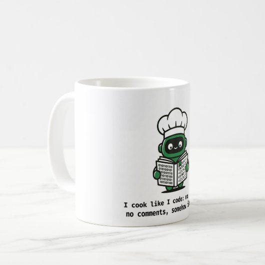 Tasse de codeur drôle — Je cuisine comme je code (Devant gauche)
