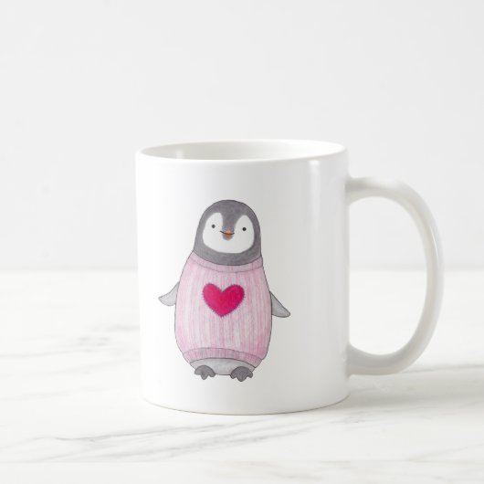 Tasse de coeur de pingouin personnalisée par tasse (Droite)