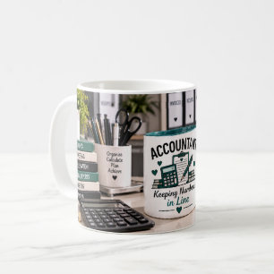 Tasse de comptable qui garde les chiffres en ligne