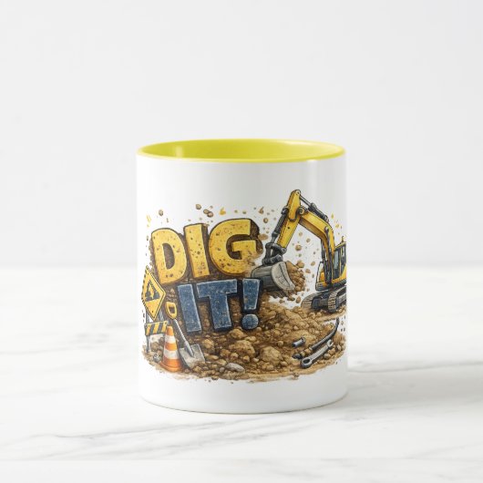 Tasse de construction de pelleteuse drôle Dig It! (Centre)