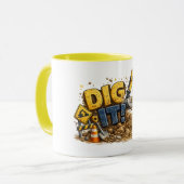 Tasse de construction de pelleteuse drôle Dig It! (Devant gauche)