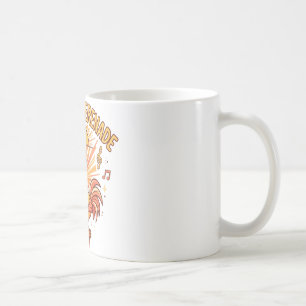 Tasse de coq drôle de sérénade au lever du soleil