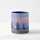 Tasse de coucher du soleil de 3 voiliers (Centre)