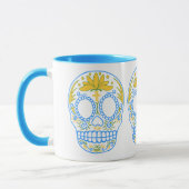 Tasse de crâne de sucre (bleu/jaune) (Gauche)