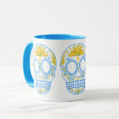 Tasse de crâne de sucre (bleu/jaune) (Devant gauche)