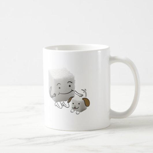 Tasse de cube en sucre avec le chien de cube en (Droite)