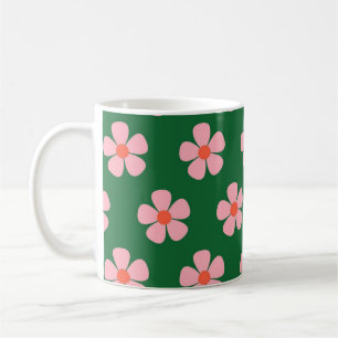 Tasse de cuisine printanière rétro vert Y2K fleur