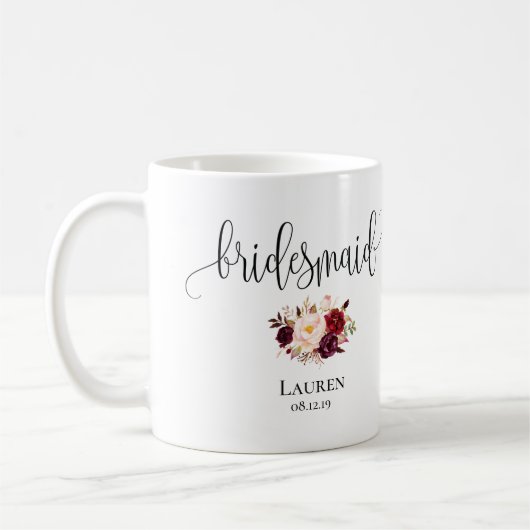 Tasse de demoiselle d'honneur - cadeau de mariage, (Gauche)