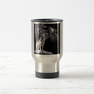 Tasse de déplacement avec la scène de loup
