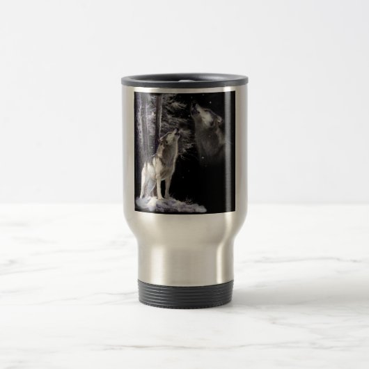Tasse de déplacement avec la scène de loup (Centre)