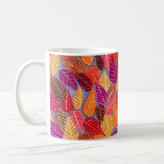 Tasse de dessin de feuilles de feuillage d'automne (Gauche)