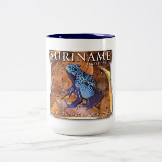 Tasse de deux couleurs avec la grenouille bleue