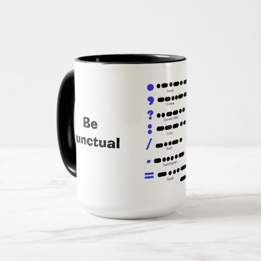 Tasse de diagramme de ponctuation de code de Mose (Devant gauche)