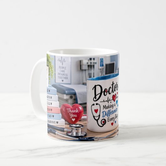 Tasse de docteur faisant une différence (Devant gauche)