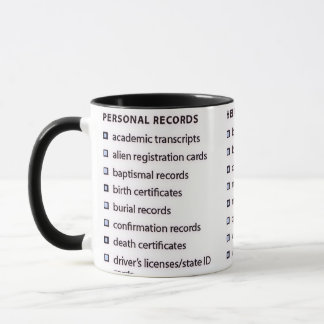 Tasse de documents généalogiques