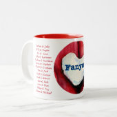 Tasse de Fanyon Valentine avec des noms de couples (Devant gauche)