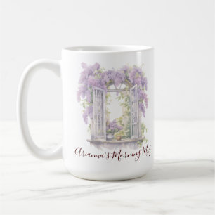 Tasse de fenêtre de campagne florale de lilas pour