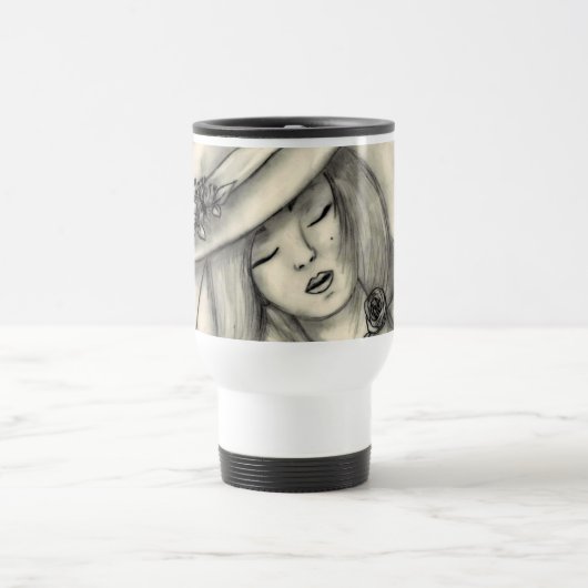 tasse de fille de sommeil de dessin au crayon (Centre)