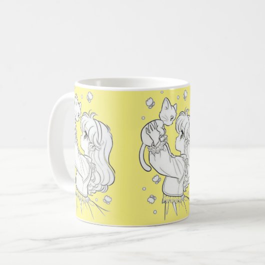Tasse de fille et chat (Devant gauche)
