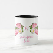 Tasse de fleur avec le texte fait sur commande (Centre)