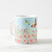 tasse de fleur d'aquarelle de roses et de (Devant gauche)