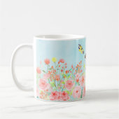 tasse de fleur d'aquarelle de roses et de (Gauche)