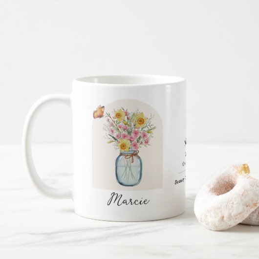 Tasse de fleur de naissance de mars (Avec donut)
