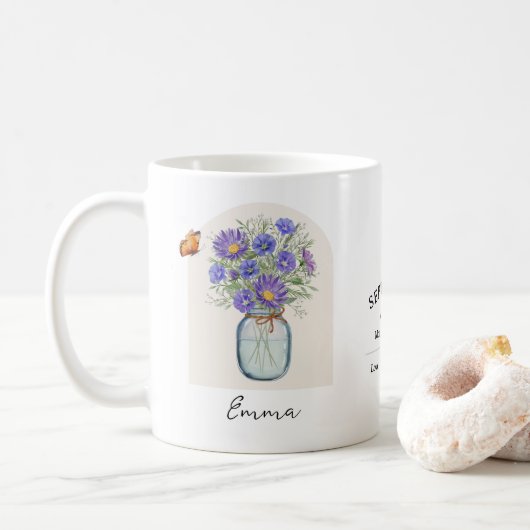 Tasse de fleur de naissance de septembre (Avec donut)
