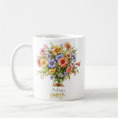Tasse de fleur de naissance de septembre | Asters (Gauche)