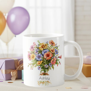 Tasse de fleur de naissance de septembre Asters