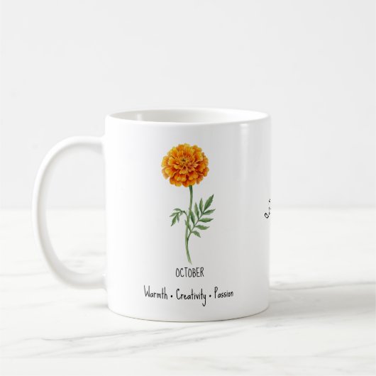 Tasse de fleur de naissance d'octobre – Souci (Gauche)